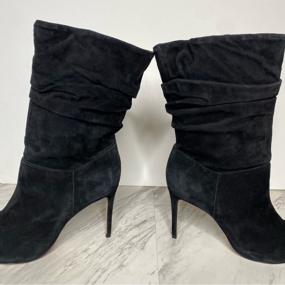 Schutz Ashlee Black Suede Slouch Heeled Boot 11B - Picture 10 of 16